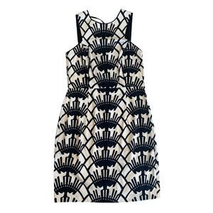 Donna Morgan Black White Geometric Print Sheath Dress Size 8 Cotton Sleeveless